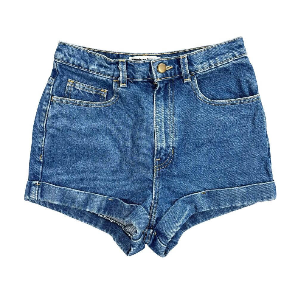 American Apparel Made USA High Rise Denim Shorts 27 Cuffed Y2K 2010s